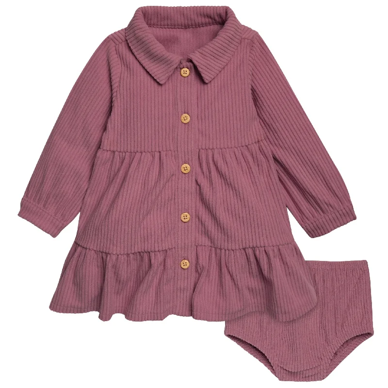 New Markdowns 2-Piece Baby Girls Wine Corduroy Dress Set