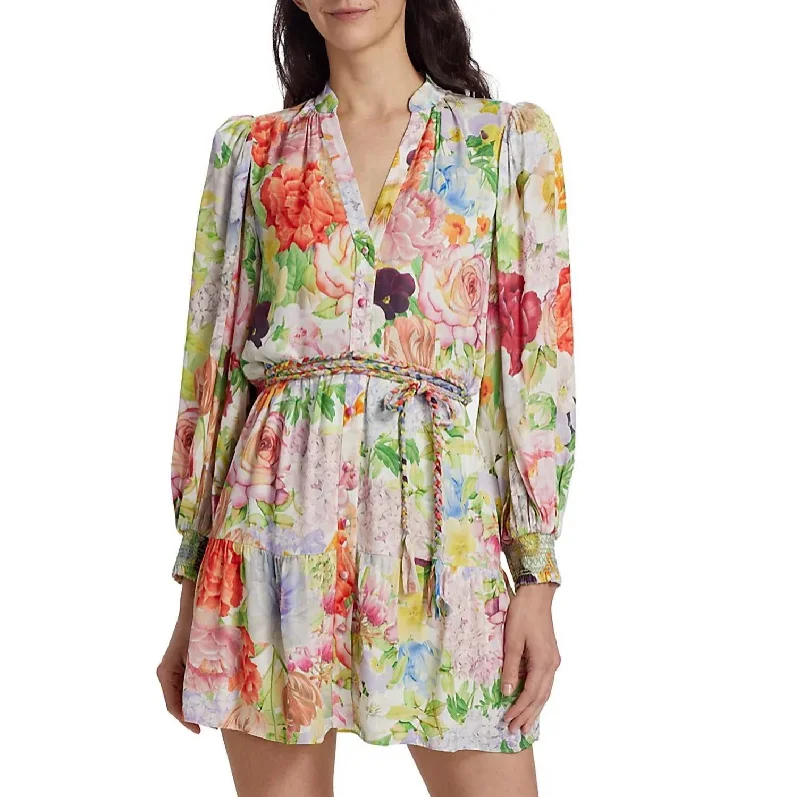 Antonette Mini Shirt Dress In Floral Print