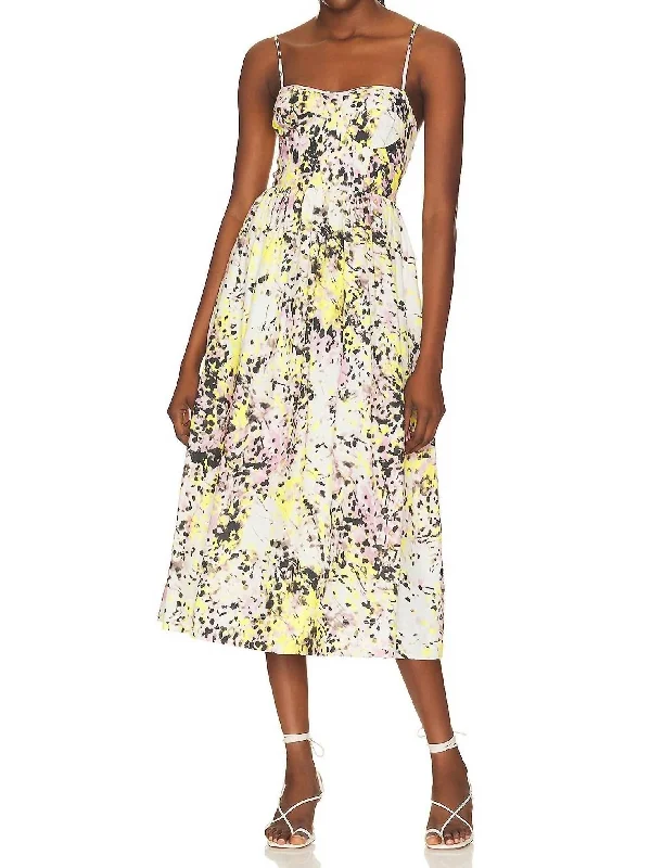 Allegra Print Midi Dress In Multy