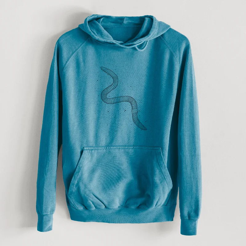 Common Earthworm - Nightcrawler - Lumbricus terrestris  - Mid-Weight Unisex Vintage 100% Cotton Hoodie