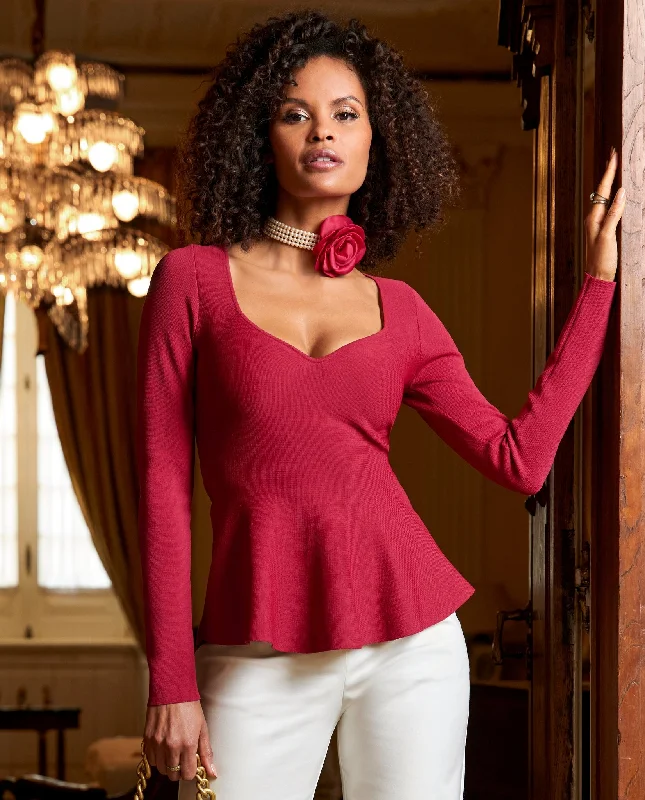 Savings Galore Sweetheart Peplum Sweater Jester Red