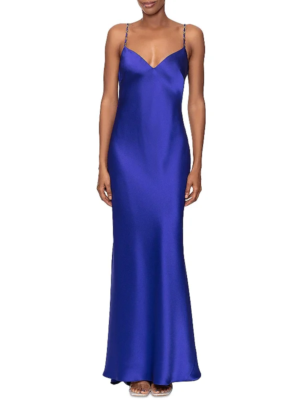 Womens Full-Length Satin Evening Dress