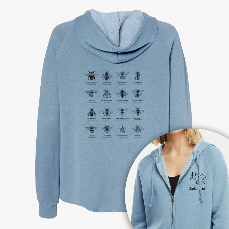 Bee Chart - Bees in North America - Women's Cali Wave Zip-Up Sweatshirt