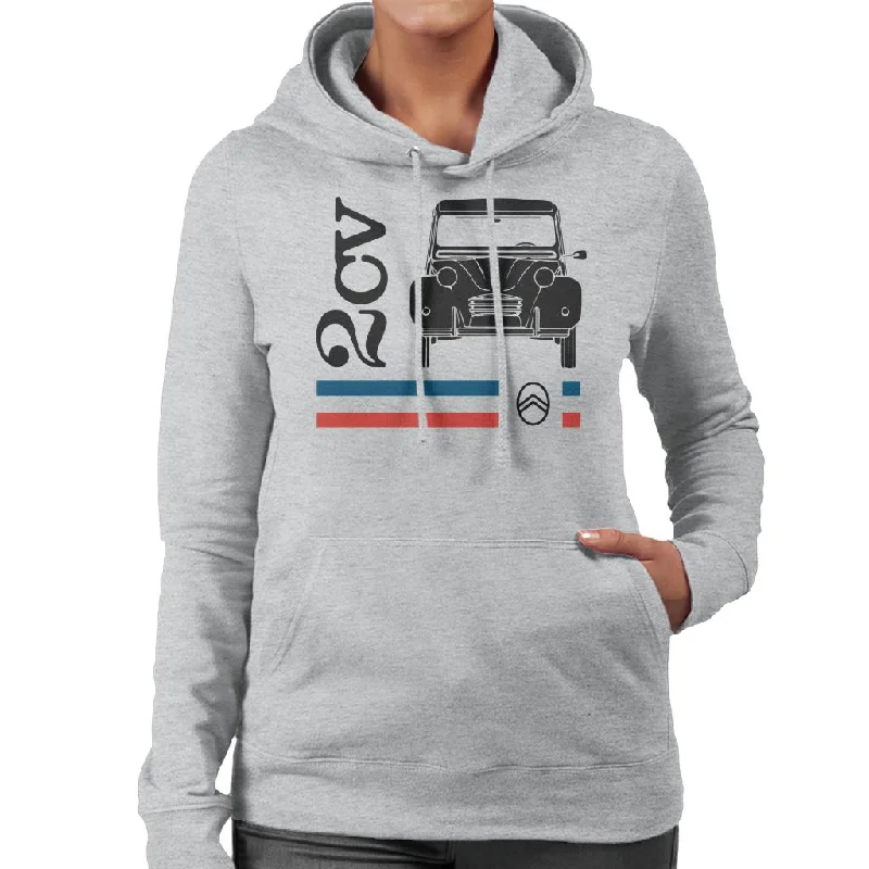 Citroën Black 2CV Racing Stripes Women's Hooded Sweatshirt