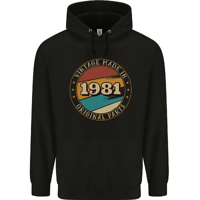 43rd Birthday  Vintage Made In 1981 Mens 80% Cotton Hoodie