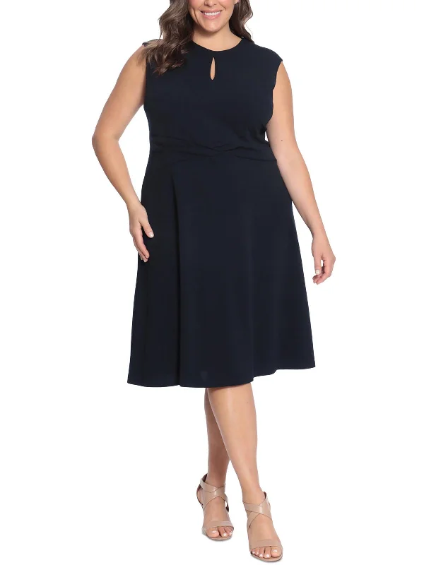 Plus Womens Crepe Keyhole Shift Dress