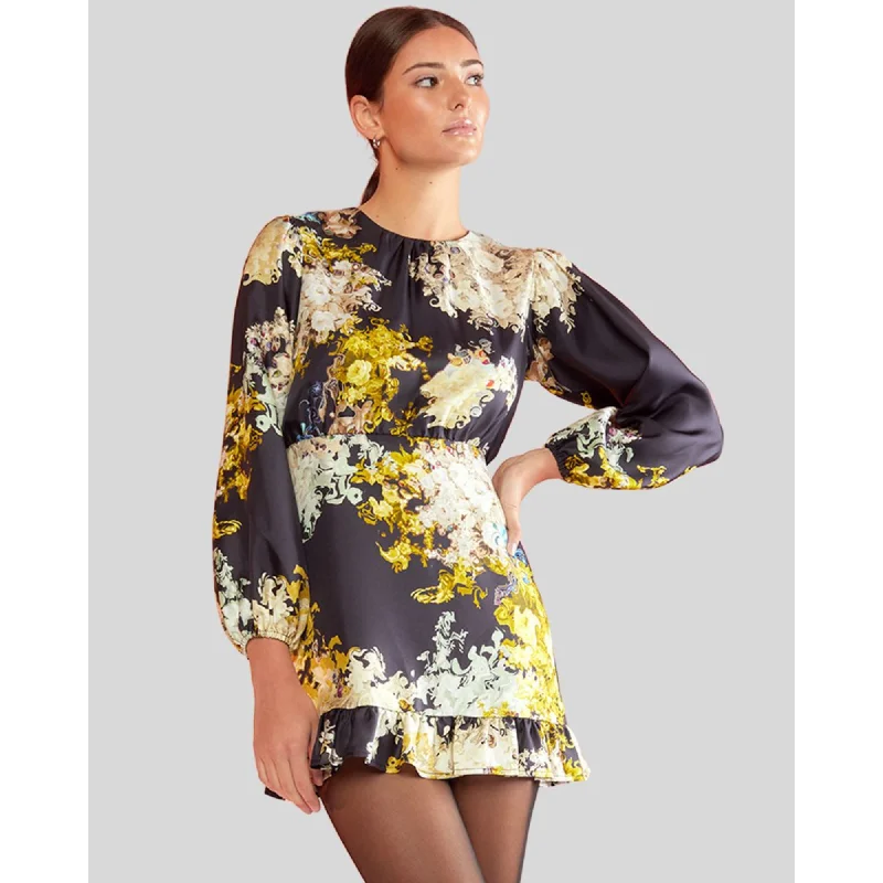 PRINTED SILK TWILL MINI DRESS