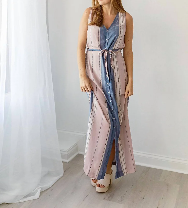 Kayla Maxi Dress In Patina Stripe