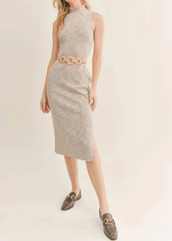 Vintage Heart Midi Dress In Taupe