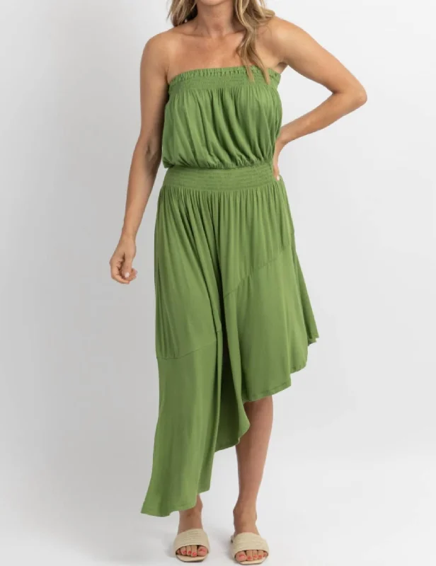 Willow Ayanna Asymmetric Midi Dress In Green