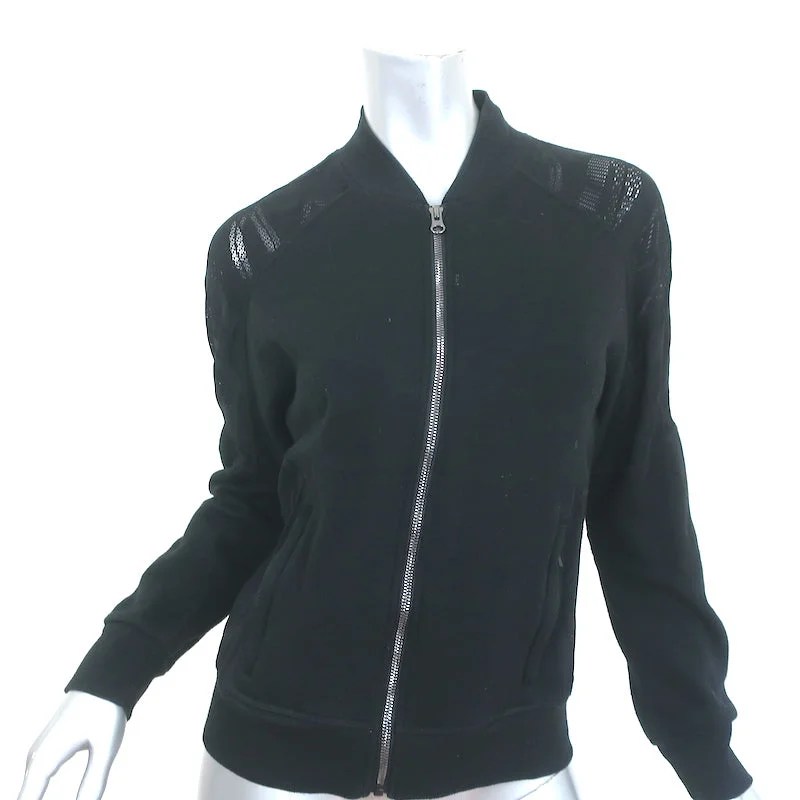 Alo Yoga Laser Cut Zip-Up Jacket Black Size Small