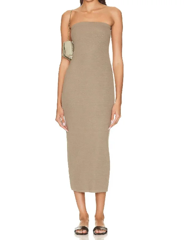 Strapless Dress In Olive Oil