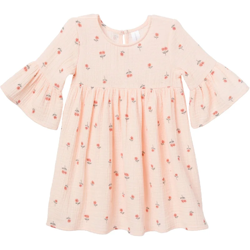 Don't Wait Infant & Toddler Girls Light Pink Daisies Gauze Dress