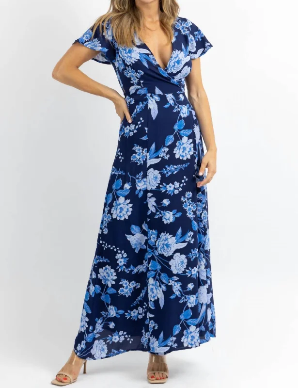 Lunar Wrap Maxi Dress In Blue