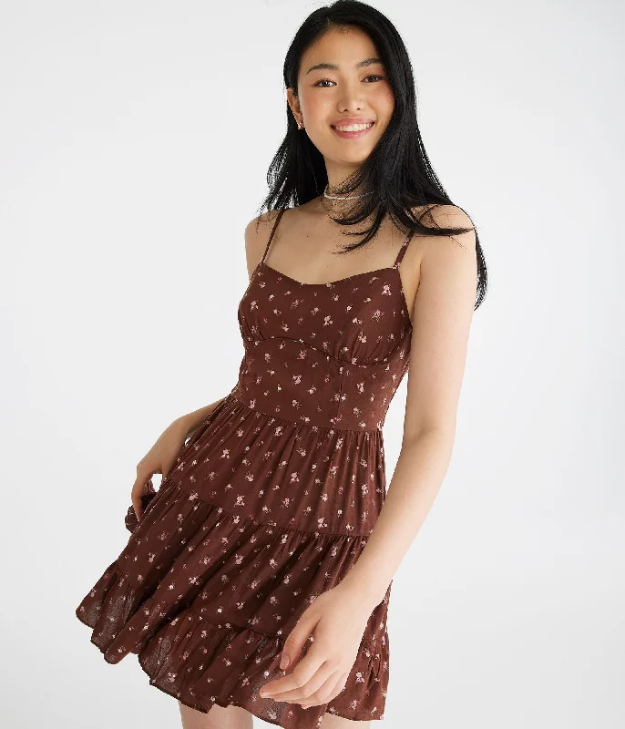 Aeropostale Floral Sweetheart Bustier Fit & Flare Dress