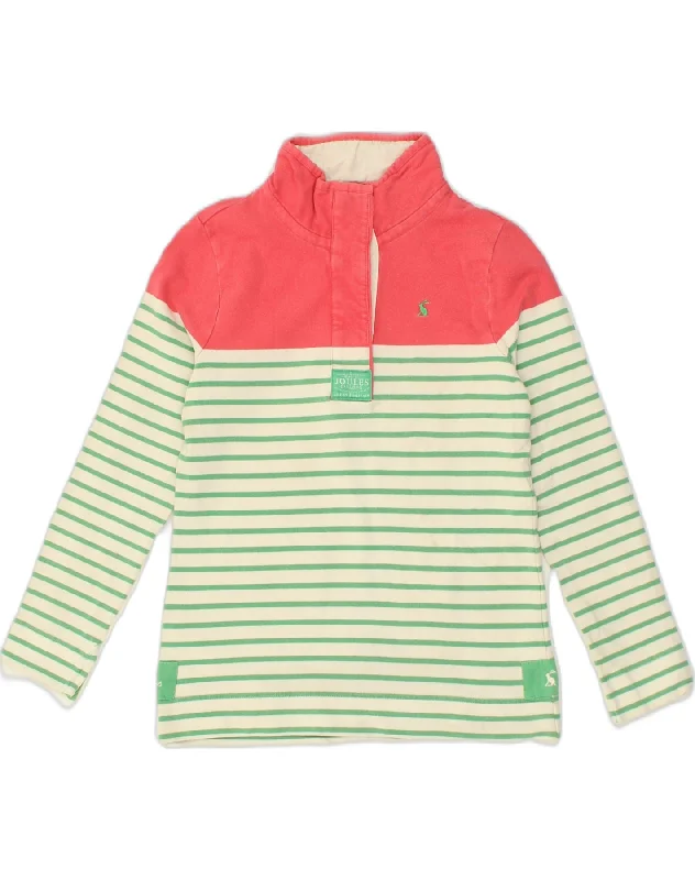 JOULES Womens Button Neck Sweatshirt Jumper UK 10 Small  Green Striped