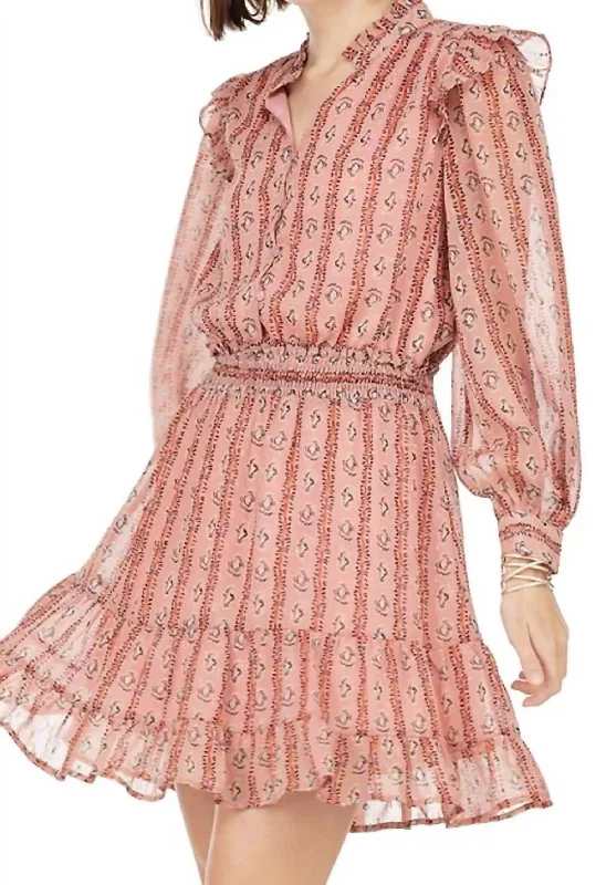 Ruffles Around Dress In S Pink Stripe