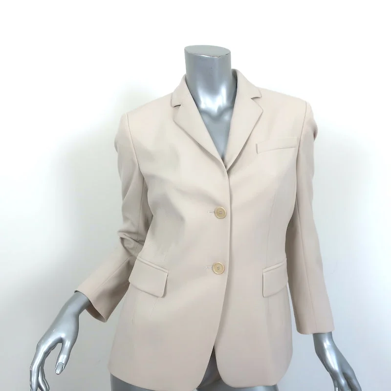 Akris Punto Blazer Beige Stretch Wool Size US 6 Two-Button Jacket