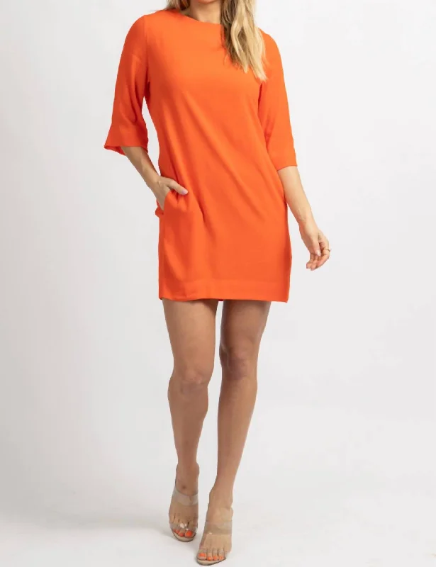 Pocket Tunic Dress In Orange