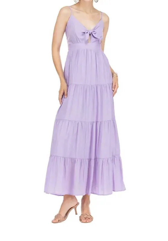 Front Tie Maxi Dress In Lilac