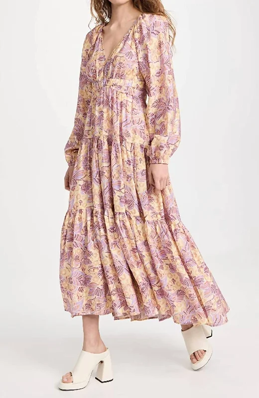 Iman Maxi Dress In Canary/iris Multi Floral