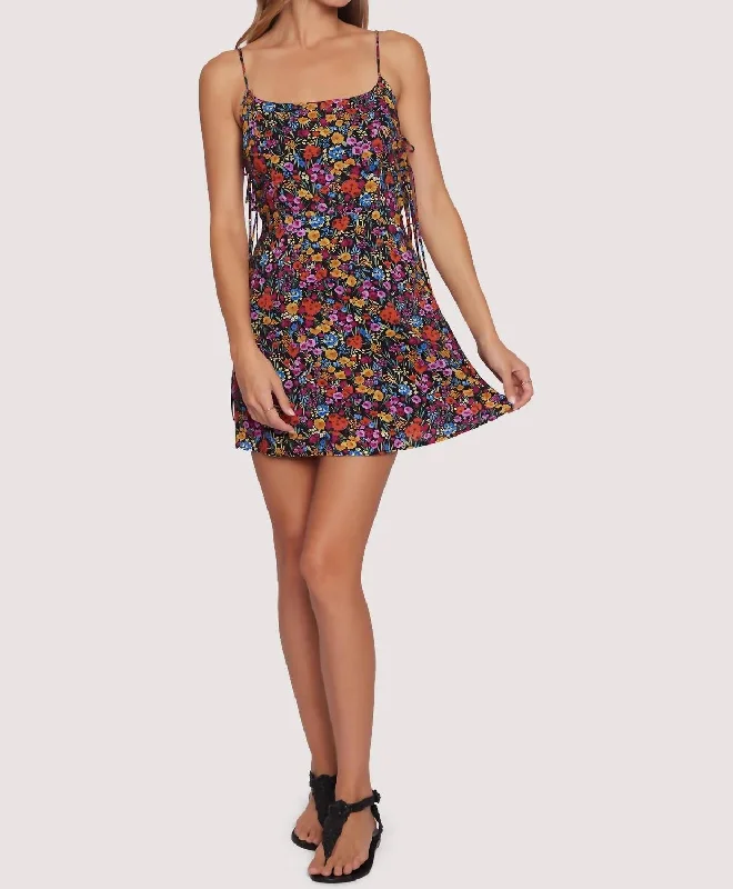 Flora Garden Mini Dress In Black/lavender