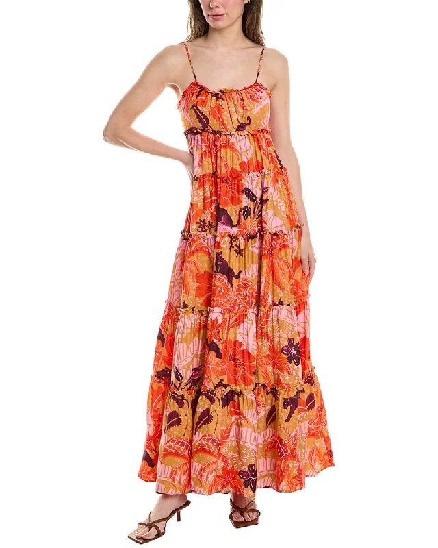 FARM Rio Jungle Panther Tiered Maxi Dress