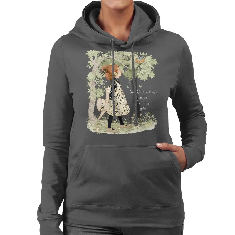 Holly Hobbie Classic Natures Little Things Light Text Women's Hooded Sweatshirt