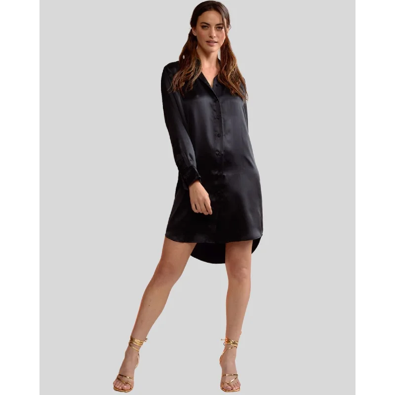 SILK CHARMEUSE SHIRT DRESS