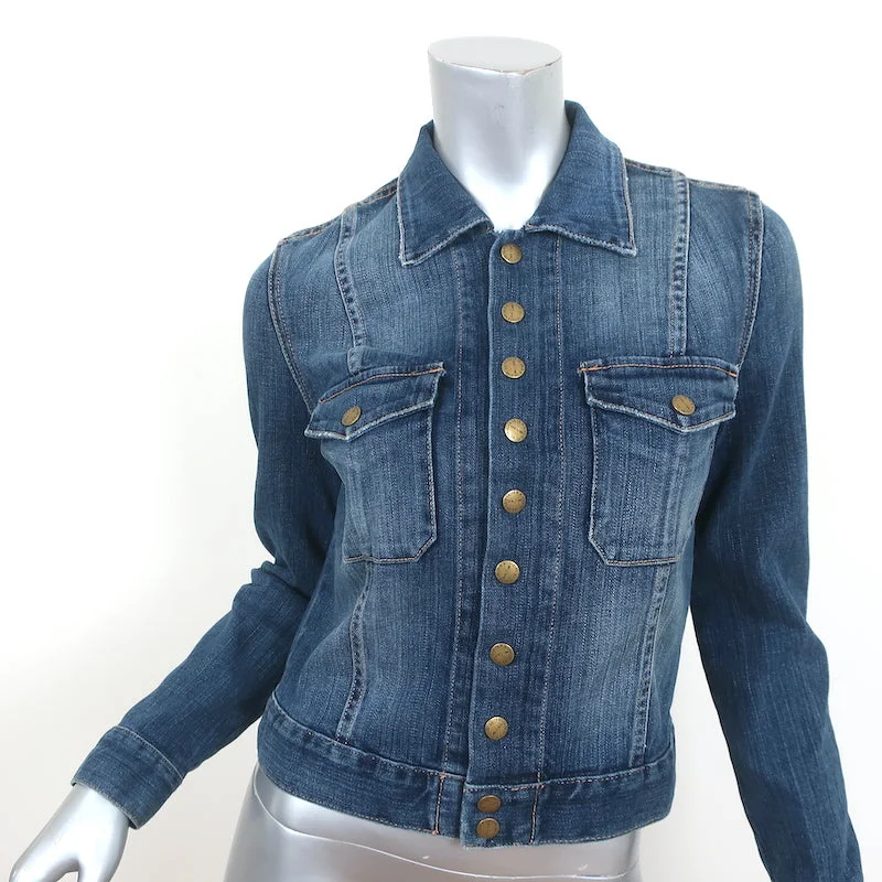 Current/Elliott The Snap Jacket Loved Wash Stretch Denim Size 1