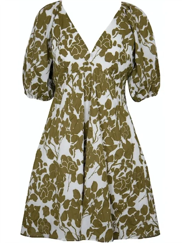 Azalea Mini Dress In Olive Green