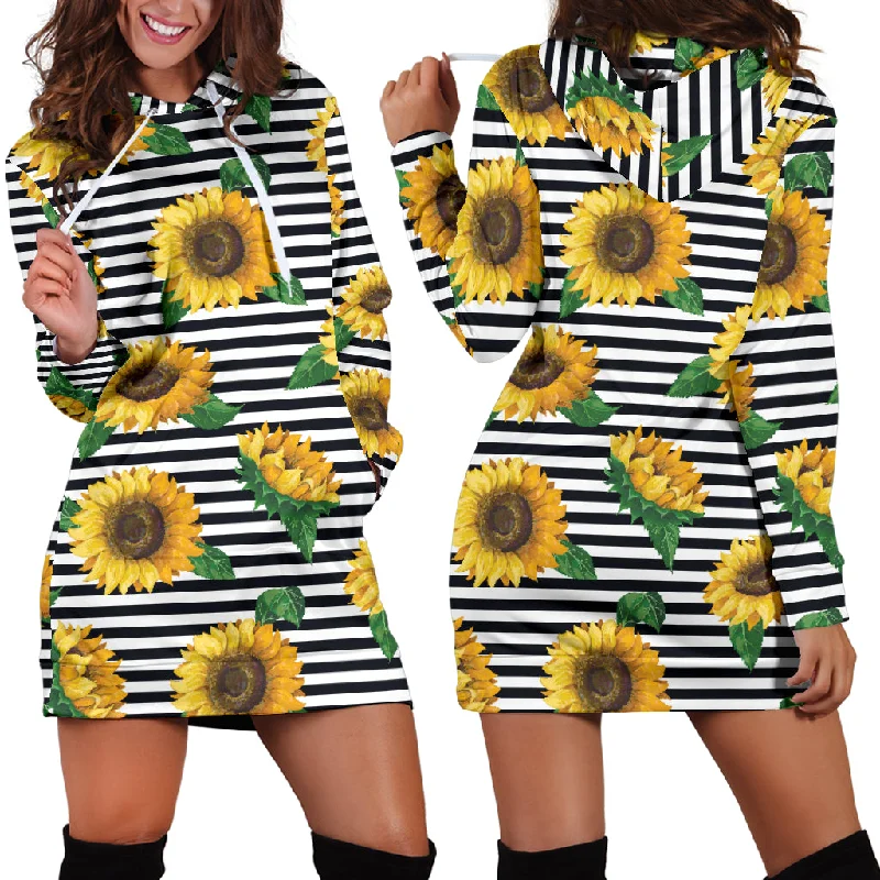 Sunflowers Ribbon Background Women'S Hoodie Dress