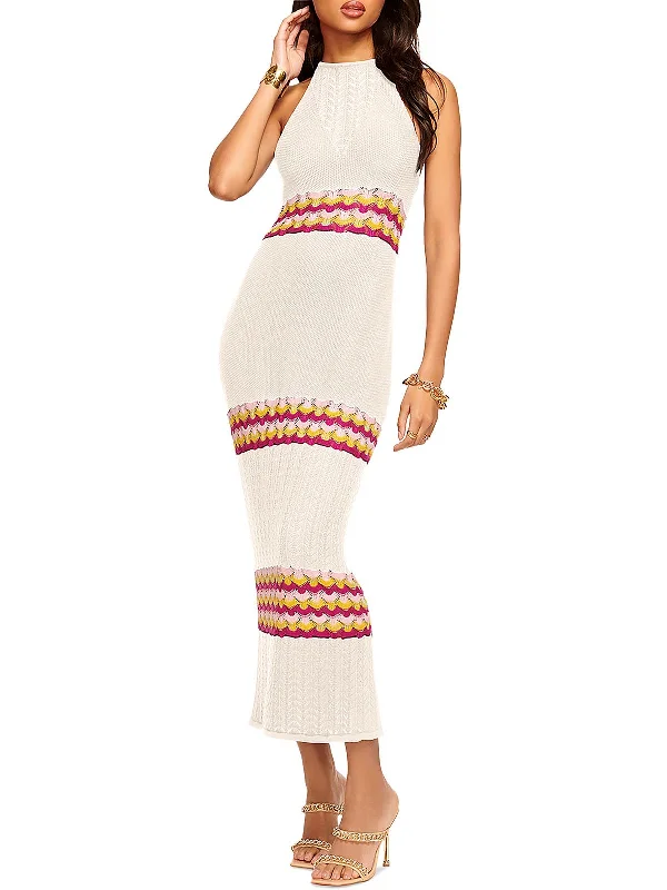 Haidyn Womens Crochet Halter Maxi Dress