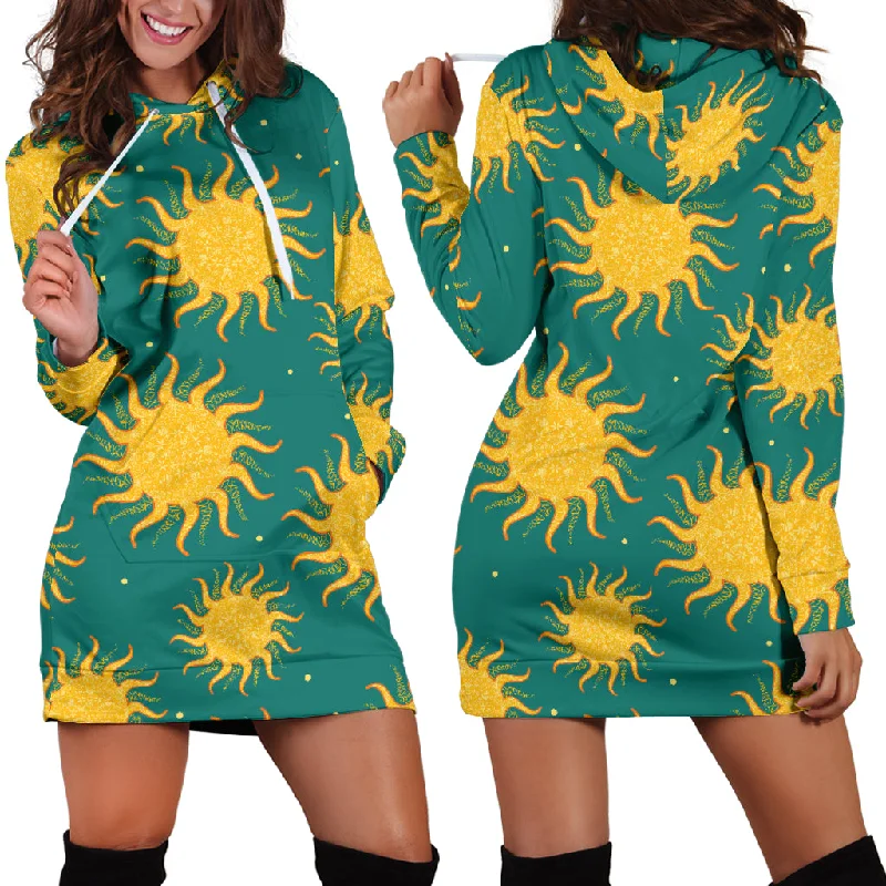 Sun Green Background Women'S Hoodie Dress