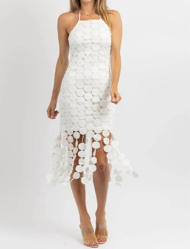 Amiah Tiered Midi Dress In White