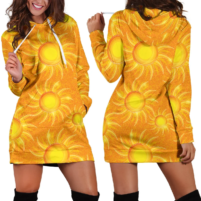 Sun Orange Background Women'S Hoodie Dress