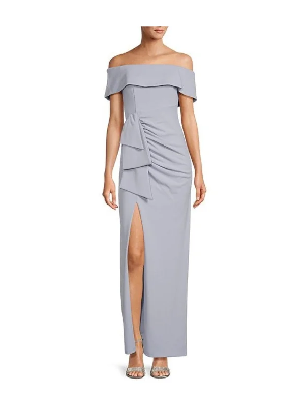 Today’s Deal XSCAPE Womens Zippered Short Sleeve Off Shoulder Full-Length Evening Gown Dress