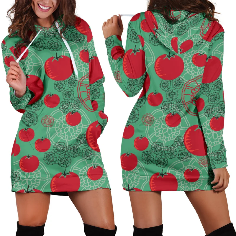 Tomato Design Pattern Women'S Hoodie Dress