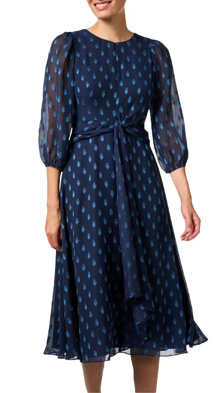 Melrose Chiffon Dress In Navy Blue