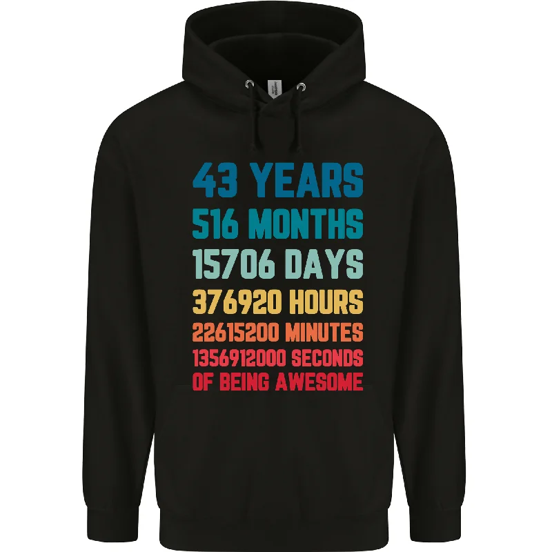 43rd Birthday 43 Year Old Mens 80% Cotton Hoodie