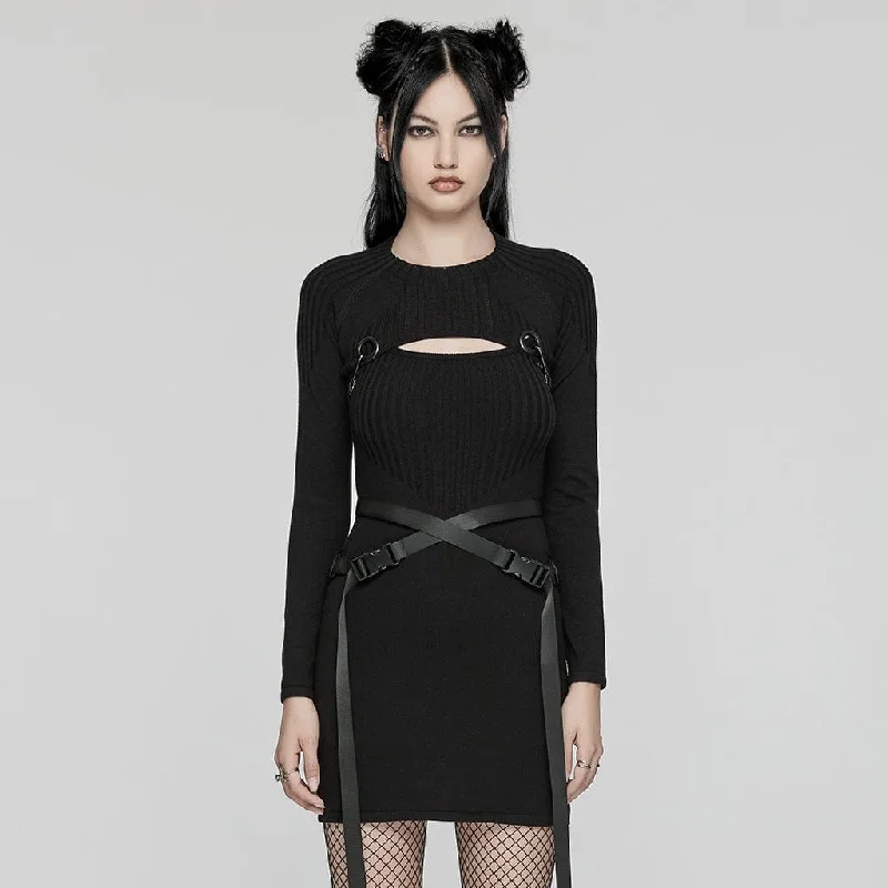 Today's Special Women's Punk Buckle Two-piece Knitted Music Festival Dress
