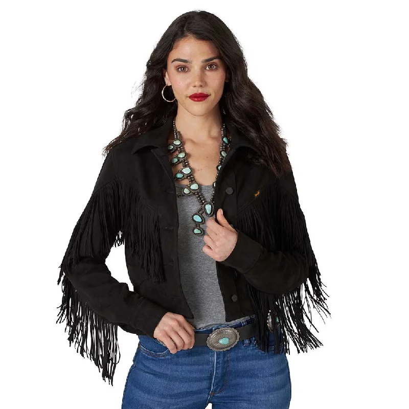 Wrangler Women's Retro Faux Suede Fringe Jacket