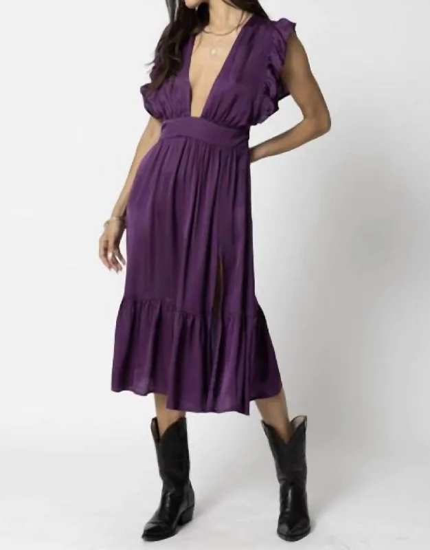 The Jessie Midi Dress In Deep Purple