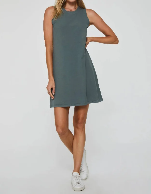 Justine Ribbed Dress In Sagebrush