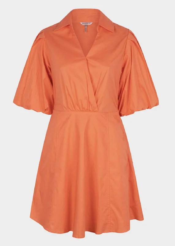 Open Back Poplin Dress In Orange