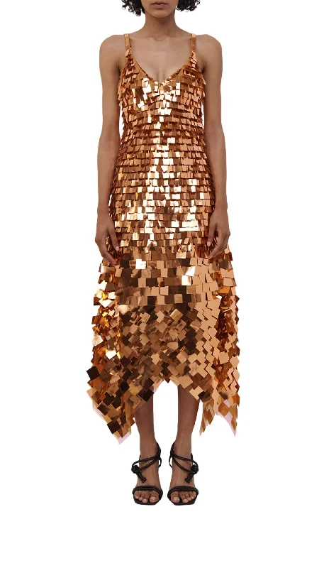 Indra Sequin Dress In Penny