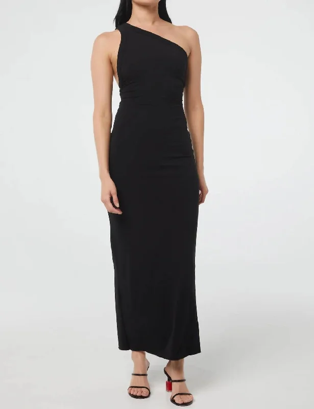 Avalon One Shoulder Dress In Black