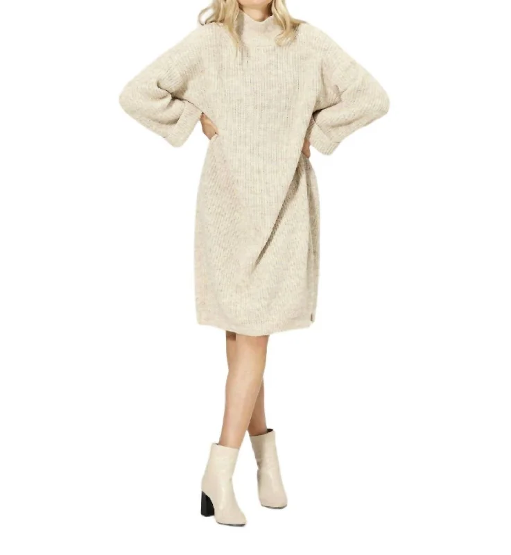 Tunic Sweater Dress In Ivory Melange