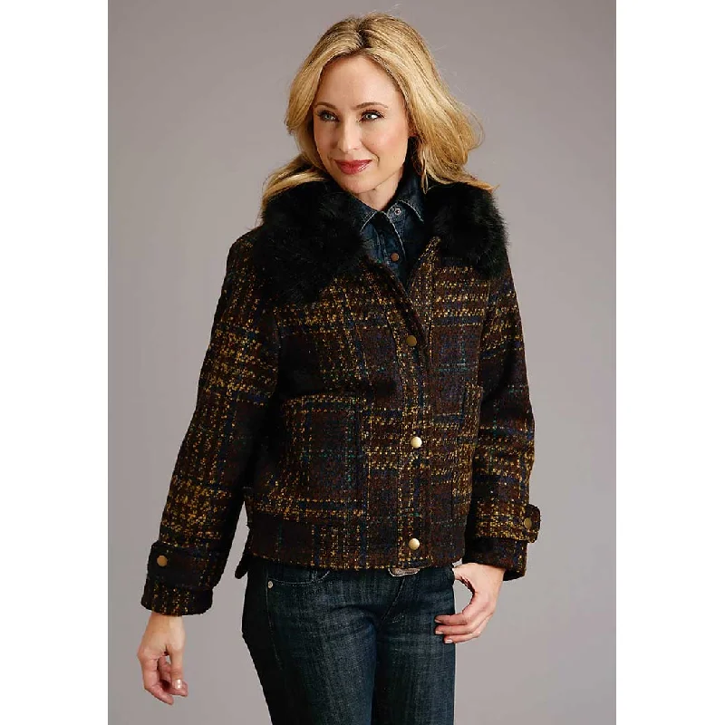 Stetson Women's Boucle Plaid Oversized Coat