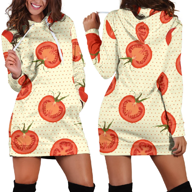 Tomato Dot Background Women'S Hoodie Dress